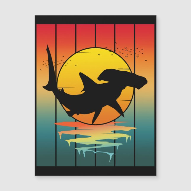 Vintag Sunset Hammerhead Shark Magnetkarte (Vorderseite)