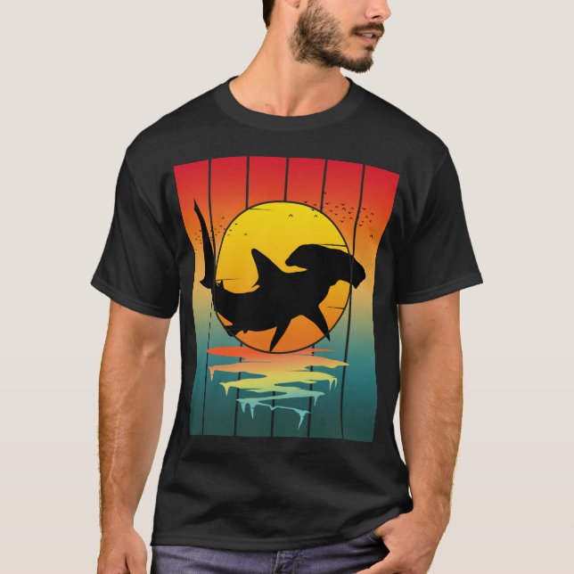 Vintag Sunset Hammerhead Shark T-Shirt (Vorderseite)