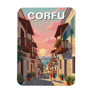 Vintag Sunset Korfu Griechenland Reisen Magnet