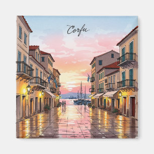 Vintag Sunset Korfu Griechenland Reisen Magnet