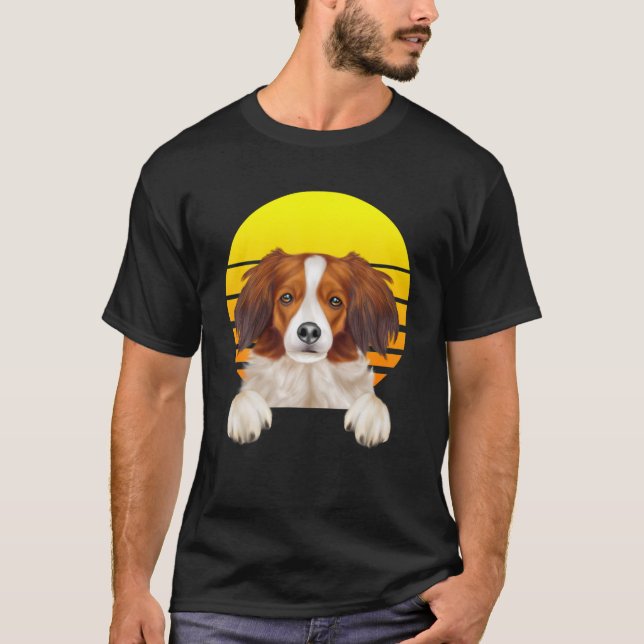 Vintag Sunset Nederlandse Kooikerhondje Dog Lover T-Shirt (Vorderseite)