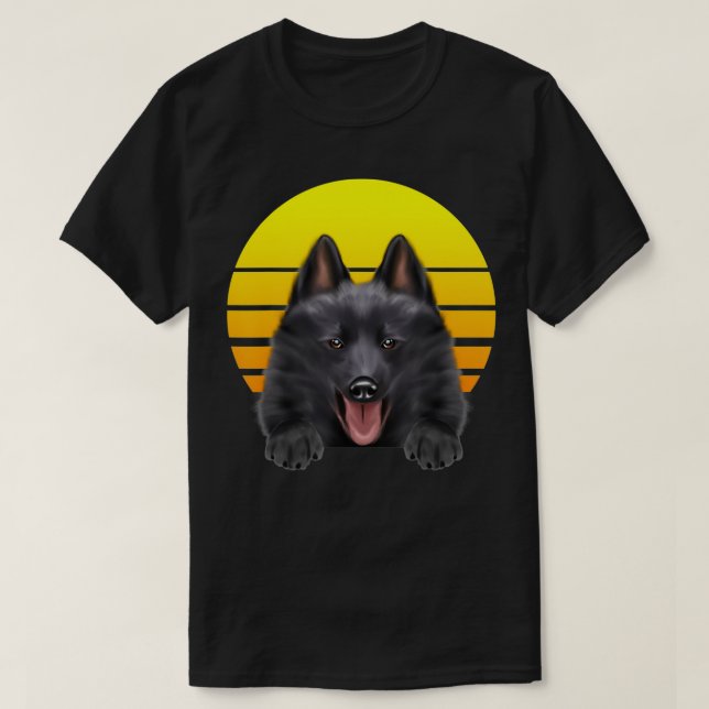 Vintag Sunset Schipperke Dog Lover  T-Shirt (Design vorne)