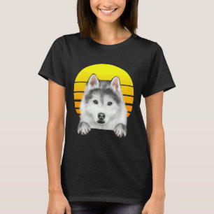 Vintag Sunset Siberian Husky Dog T-Shirt