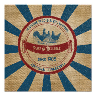 Vintag Sunshine Gefüttert Werbung für Hühner Poster