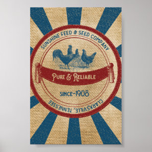 Vintag Sunshine Gefüttert Werbung für Hühner Poster