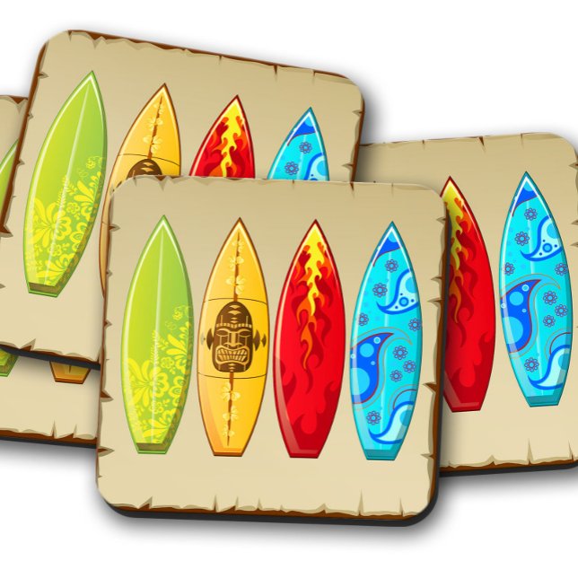 Vintag Surfbretter Sommer | Retro-Surfboard-Set Getränkeuntersetzer (Von Creator hochgeladen)