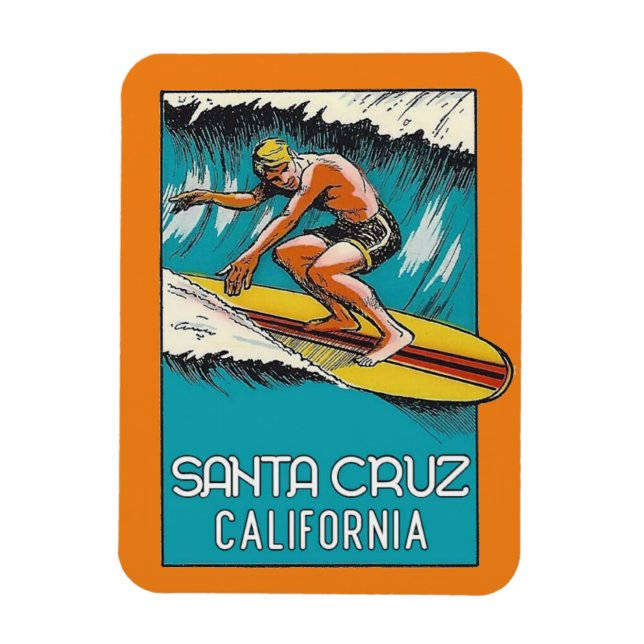 Vintag Surfen Santa Cruz Magnet (Vertikal)
