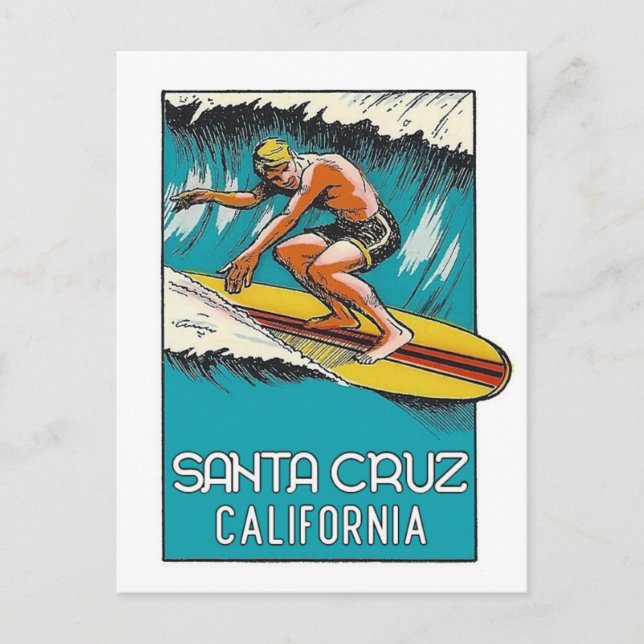 Vintag Surfen Santa Cruz  Postkarte (Vorderseite)