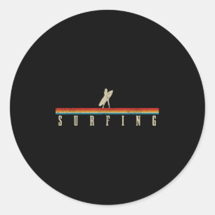 Vintag Surfer Retro Surfbrett Strandsurf _1 Runder Aufkleber
