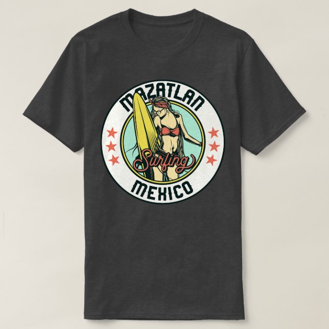 Vintag Surfing Abzeichen für Mazatlan Mexiko T-Shirt (Design vorne)