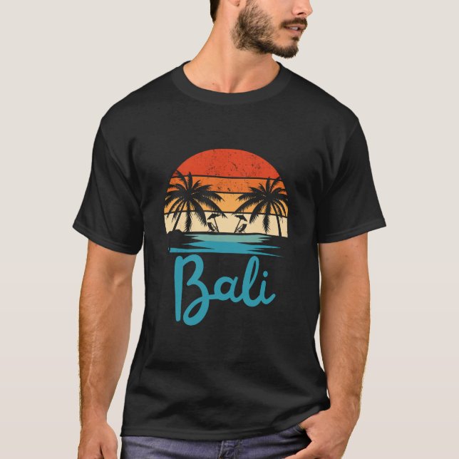 Vintag Surfing Bali Beach Indonesien T-Shirt (Vorderseite)