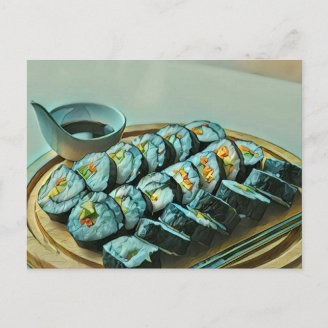 Vintag Sushi Artwork Postkarte (Vorderseite)