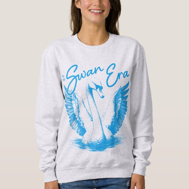 Vintag Swan Era Blue Print Sweatshirt (Vorderseite)