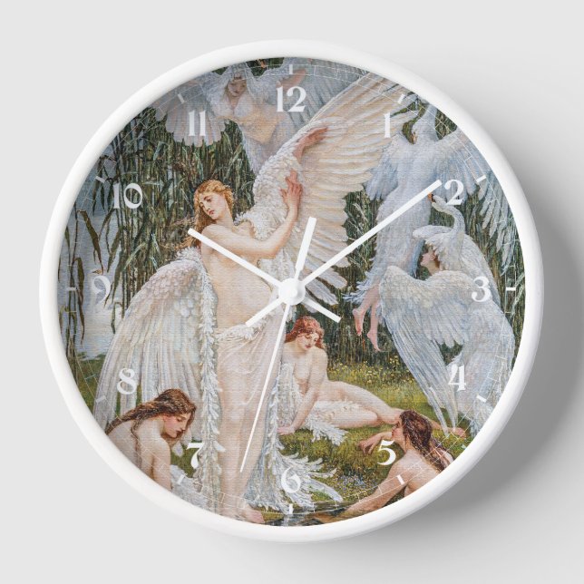 Vintag Swan Girls von W. Crane Uhr (Vorderseite)