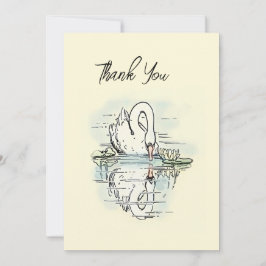 Vintag Swan Reflection Colorisierte Vielen Dank Karte