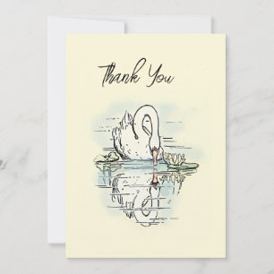 Vintag Swan Reflection Colorisierte Vielen Dank Karte