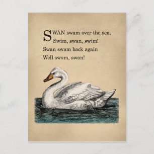 Vintag Swan Tongue Twister Postkarte