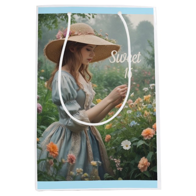 Vintag Sweet 16 Geburtstag Mittlere Geschenktüte (Vorderseite)