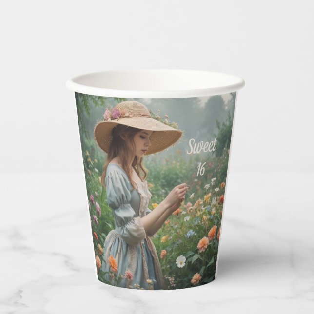Vintag Sweet 16 Geburtstag Pappbecher (Vorderseite)
