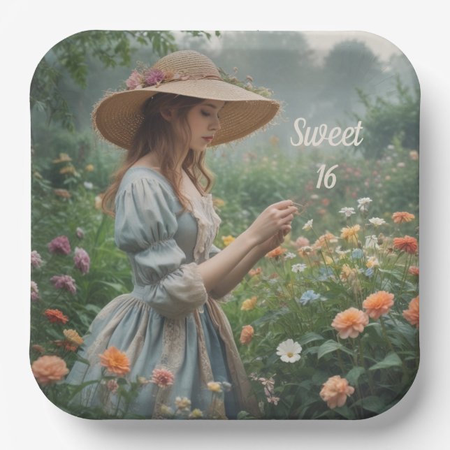 Vintag Sweet 16 Geburtstag Pappteller (Vorderseite)