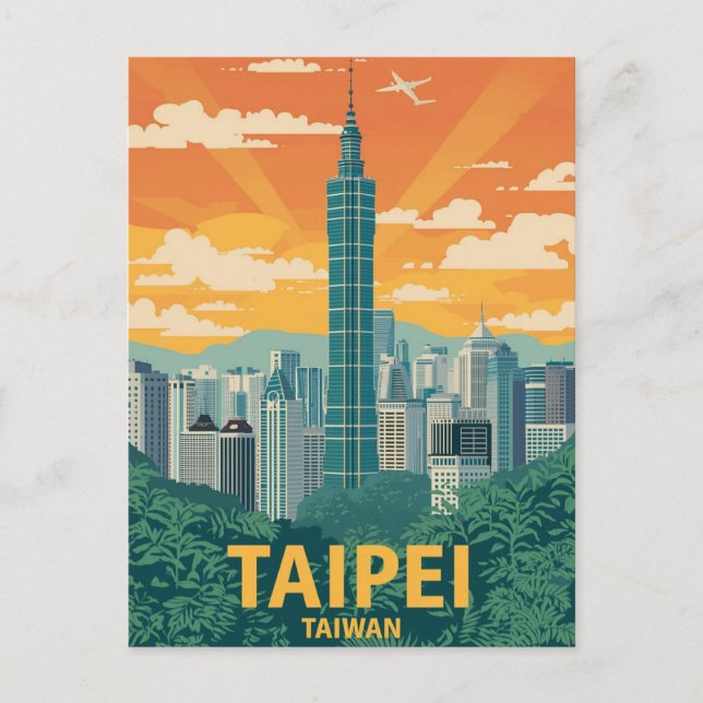Vintag Taipei Taiwan Reiseplakat Postkarte (Vorderseite)