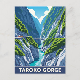 Vintag Taiwan Taroko Gorge Travel Postkarte