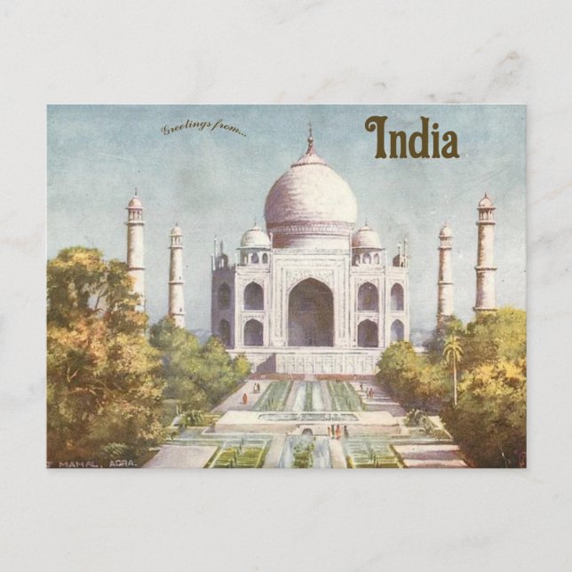 Vintag Taj Mahal Agra Indien Postkarte (Vorderseite)