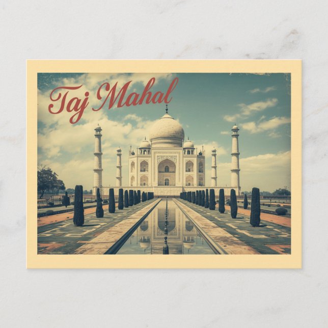 Vintag Taj Mahal Travel Postkarte (Vorderseite)