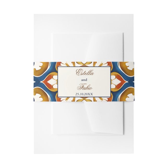 Vintag Talavera Azulejo Blauen Fliesen Hochzeit Einladungsbanderole (Vorderseite Beispiel)