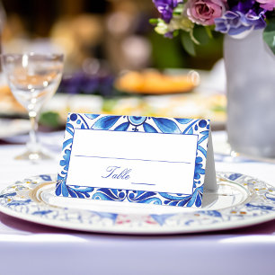 Vintag Talavera Azulejo Blauen Fliesen Hochzeit Platzkarte