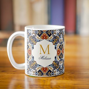 Vintag Talavera bridesmaids Geschenke mongrammatie Kaffeetasse