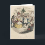 Vintag - Tänzer bei Herr Fezziwigs Christmas Ball, Feiertagskarte<br><div class="desc">Eine Vintage Illustration von der Geschichte "ein Weihnachten Carol" kennzeichnet Herr Fezziwigs Christmas Ball, in dem er alle seine Arbeitskräfte zu seinem viktorianischen Zuhause für eine lebhafte und Spaß-gefüllte Feiertagsfeier eingeladen hat. Paare tanzen englische Volkstanzen. Auf der linken Seite der Illustration hält ein Mann Mistelzweig über dem Kopf einer Frau...</div>