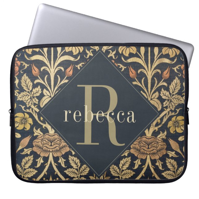 Vintag Tapestry William Morris Monogram Laptopschutzhülle (Vorderseite)