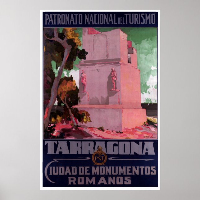 Vintag Tarragona Spanien Romantische Sehenswürdigk Poster (Vorne)