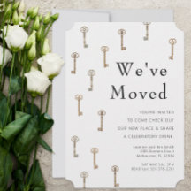 Vintag Tasten Neue Zuhause Ankündigung & Einladung