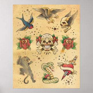 Vintag Tattoo Flash Poster