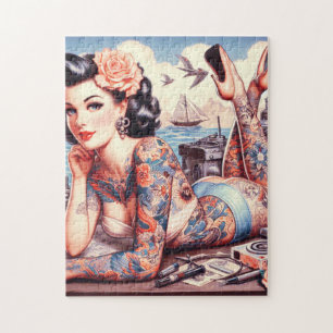 Vintag Tattoo Old School Girl Puzzle