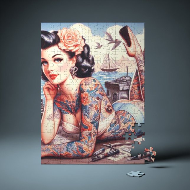 Vintag Tattoo Old School Girl Puzzle (Von Creator hochgeladen)