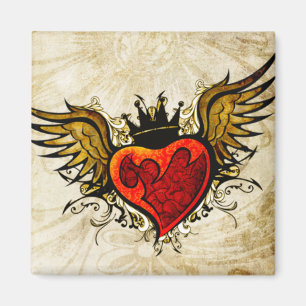Vintag Tattoo Winged Heart Magnet