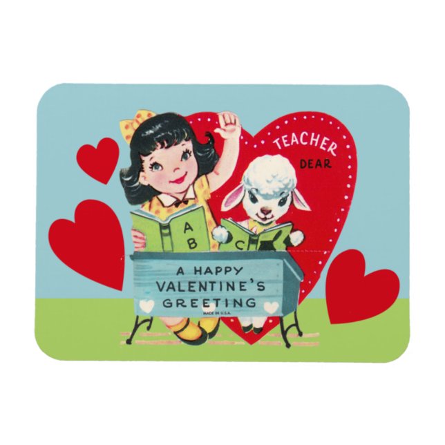 Vintag Teacher Valentine Magnet (Horizontal)