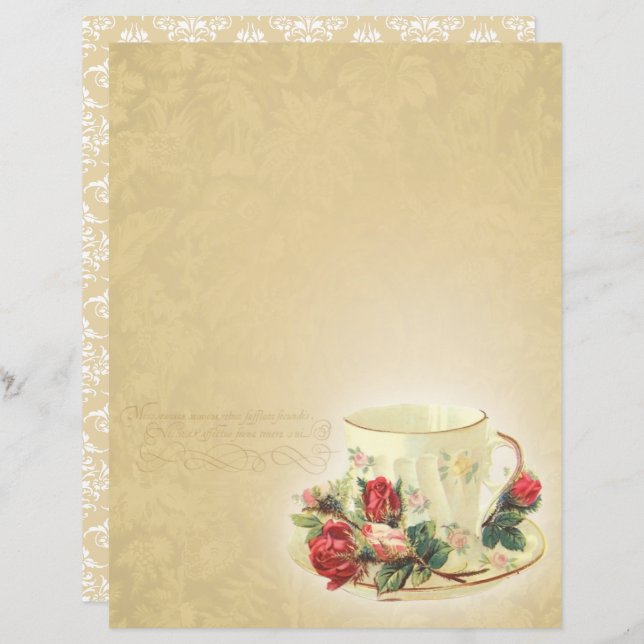 Vintag Teacup Scrapbook Paper - Marple Hall (Vorne/Hinten)