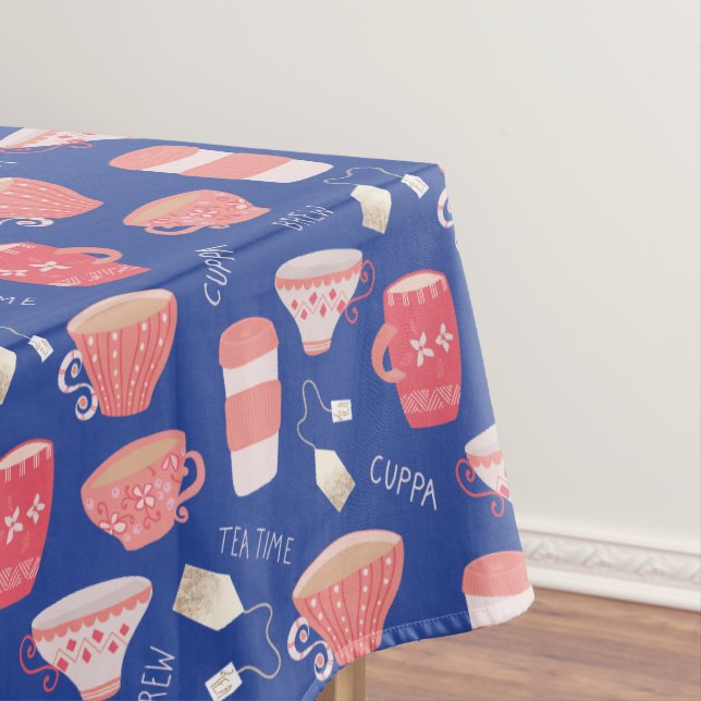 Vintag Teacup Teepot-Muster Tischdecke (Beispiel)