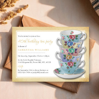 Vintag Teacups Geburtstags Tee Party Einladung