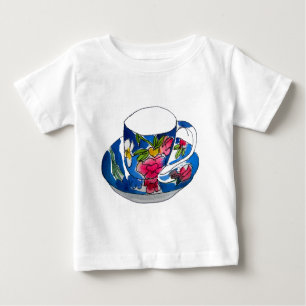 Vintag Teacups Originalillustrierung der Aquarellb Baby T-shirt
