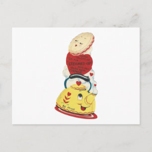 Vintag Teapot Valentine Feiertagspostkarte