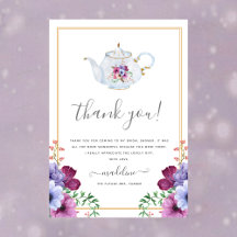 Vintag Tee floral Brautparty Danke Karte