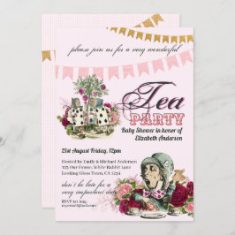 Vintag Tee Party BABY SHOWER Alice im Wunderland Einladung