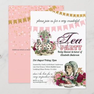Vintag Tee Party BABY SHOWER Alice im Wunderland Einladung