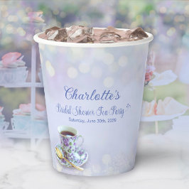 Vintag Tee Party Brautparty Blau Pappbecher