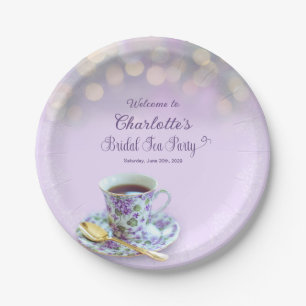 Vintag Tee Party Brautparty Lilac Pappteller
